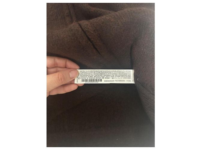 Zara Strickweste Oversize Hoher Kragen Kastanienbraun Bordeaux - Ansicht 5