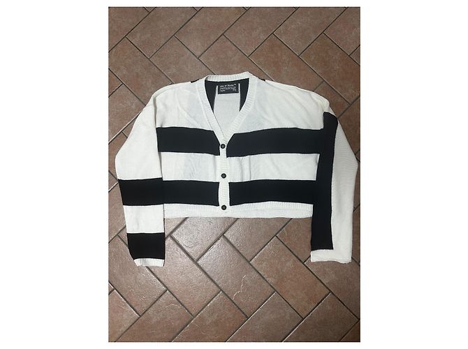 Autre Marque Gestreifter Cardigan Hic et Nunc Schwarz Weiß - Ansicht 5