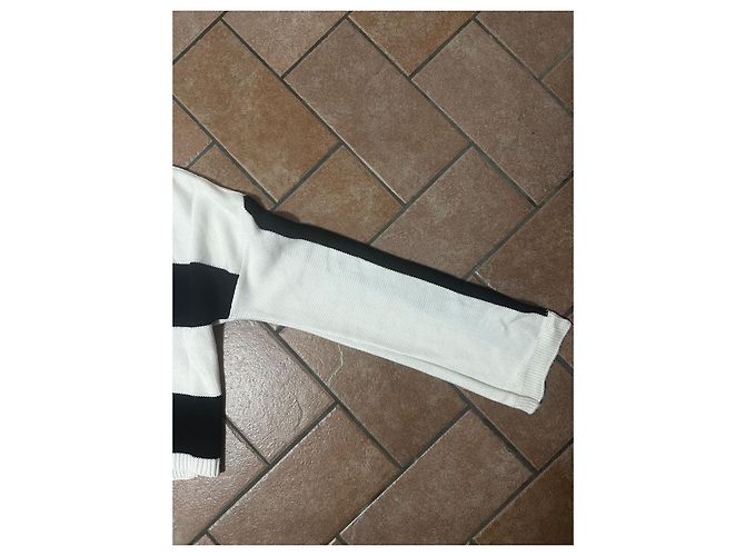 Autre Marque Gestreifter Cardigan Hic et Nunc Schwarz Weiß - Ansicht 8