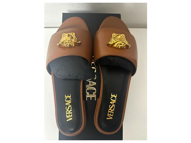 Sandali Piani Medusa Versace D'oro Cammello - vista 10