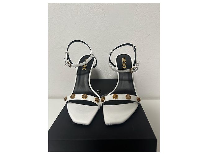 Sandali in pelle bianca Versace Bianco D'oro - vista 3
