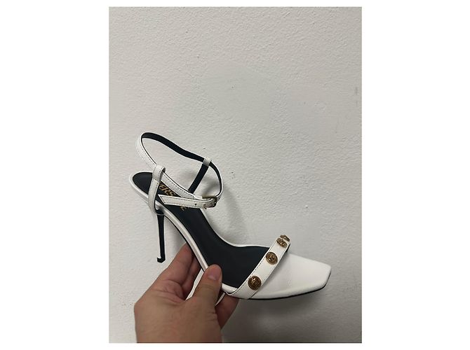Sandali in pelle bianca Versace Bianco D'oro - vista 5