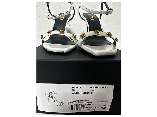 Sandali in pelle bianca Versace Bianco D'oro - vista 9