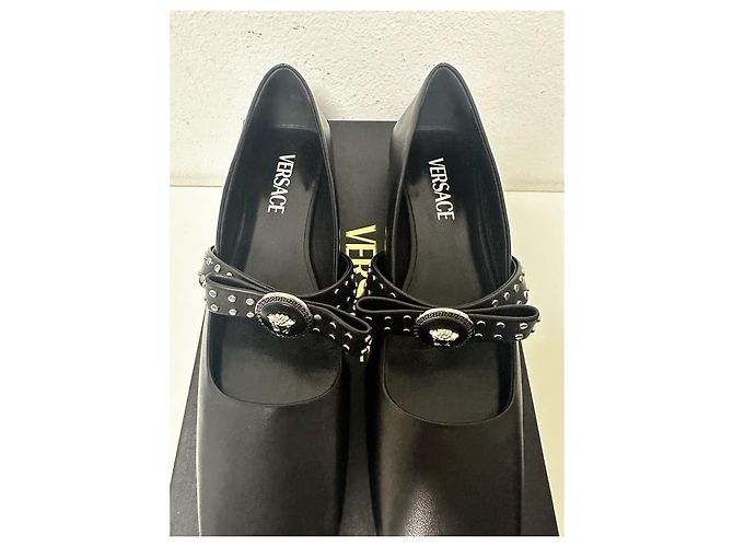 Bailarina Studded Gianni Ribbon de Versace Negro Plata - vista 6