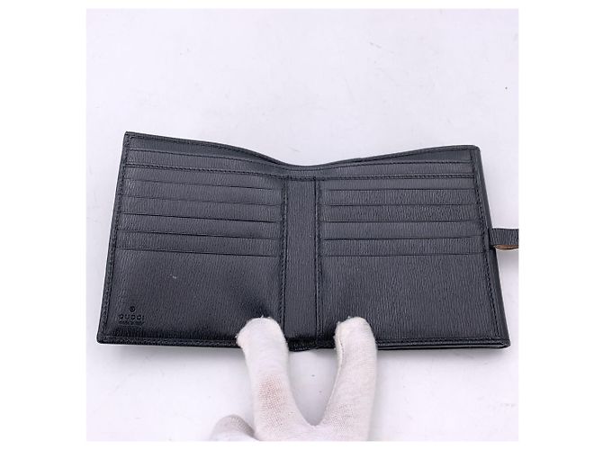 Gucci Vintage Black Leather Jackie Gold Push Lock Double Side Wallet - view 3