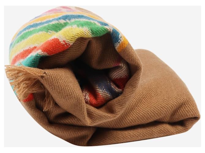 Hermès Sciarpa in cashmere marrone con frange - vista 2