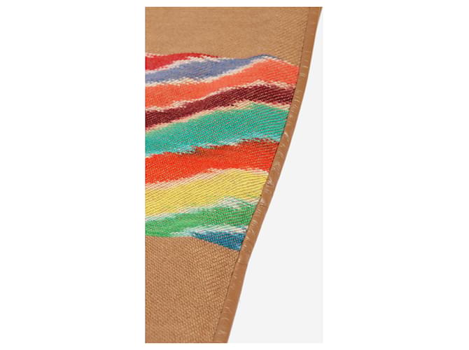 Hermès Sciarpa in cashmere marrone con frange - vista 3