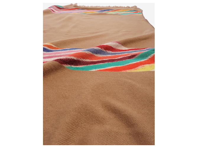 Hermès Sciarpa in cashmere marrone con frange - vista 4
