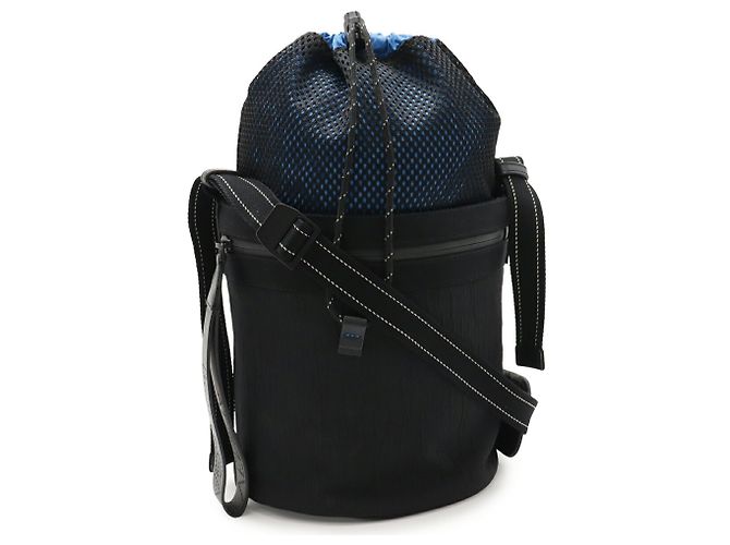 Borsa a Spalla in Nylon Mesh Bottega Veneta Nero Blu - vista 2