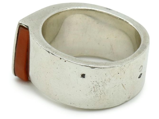 Ring Anel Candy Hermès em Laranja e Prata - vista 4