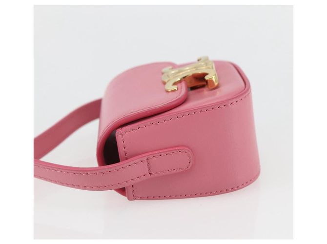 Céline Borsa a Spalla Celine Triomphe in Pelle di Vitello Liscia Mini Rosa - vista 3