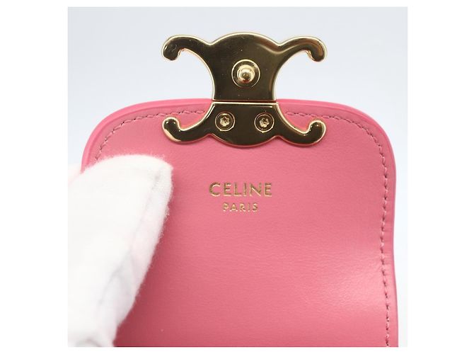 Céline Borsa a Spalla Celine Triomphe in Pelle di Vitello Liscia Mini Rosa - vista 6