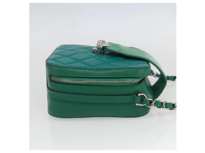 Camera Borsa a tracolla Chanel CC Box in pelle di agnello trapuntata mini Verde - vista 4