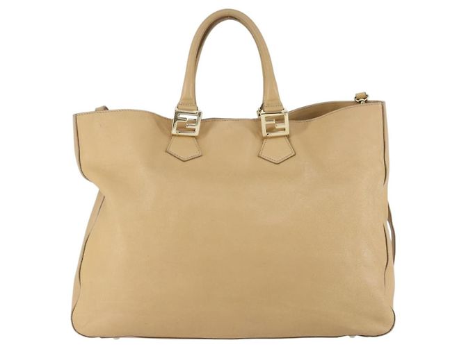 Fendi Twins Tote Leder Groß Beige - Ansicht 2