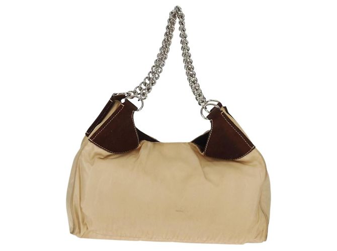 Prada Chain Tote Soft Calf Medium Beige - view 2