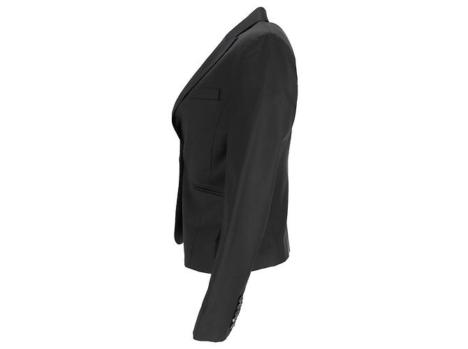 Joseph Single-Breasted Blazer with Pockets in Black Wool - view 2