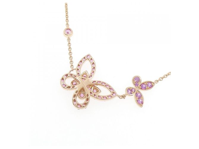 Collana Graff Double Butterfly Silhouette 750 Oro Rosa e Zaffiro - vista 4