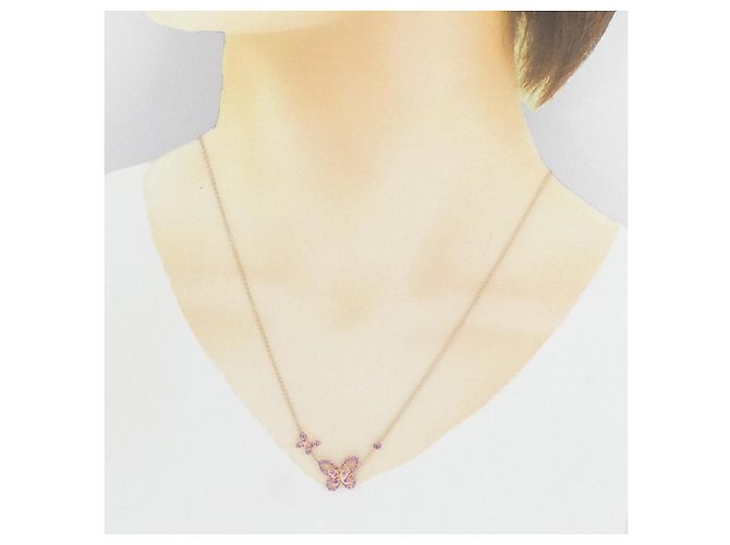 Collana Graff Double Butterfly Silhouette 750 Oro Rosa e Zaffiro - vista 6