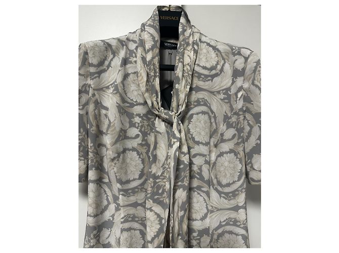 Vestido Quimono Barocco Versace Gris Blanco roto - vista 3