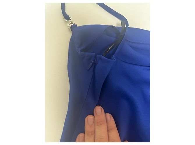 Top blu in satin Versace Nero - vista 10