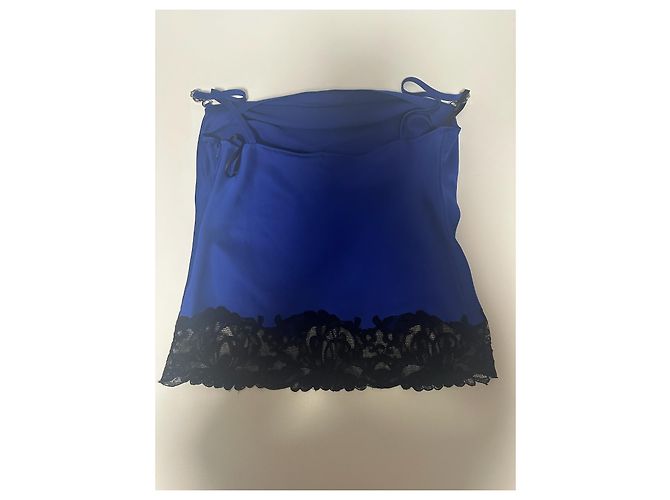 Top blu in satin Versace Nero - vista 12