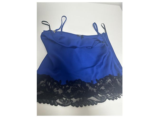 Top blu in satin Versace Nero - vista 2
