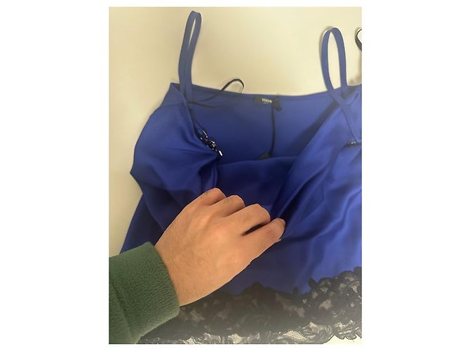 Top blu in satin Versace Nero - vista 3