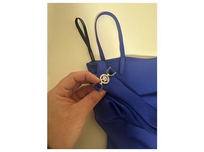 Top blu in satin Versace Nero - vista 4