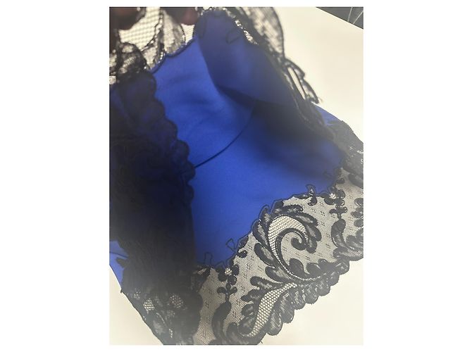 Top blu in satin Versace Nero - vista 5