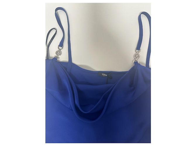 Top blu in satin Versace Nero - vista 6