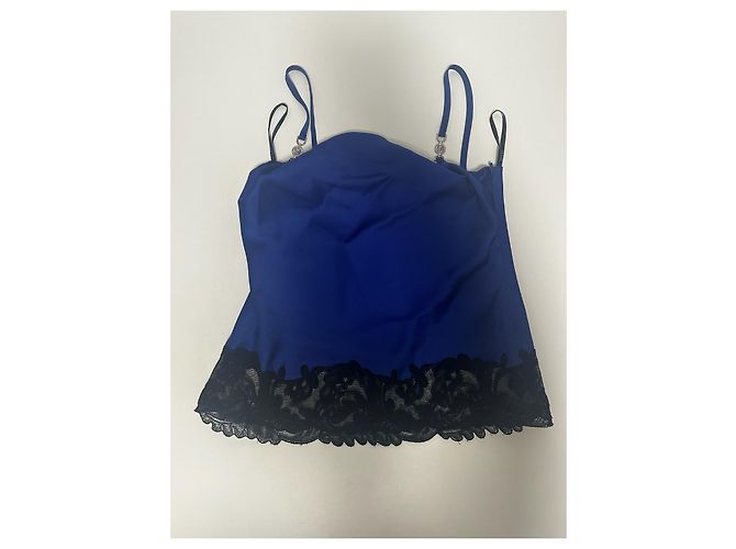 Top blu in satin Versace Nero - vista 7