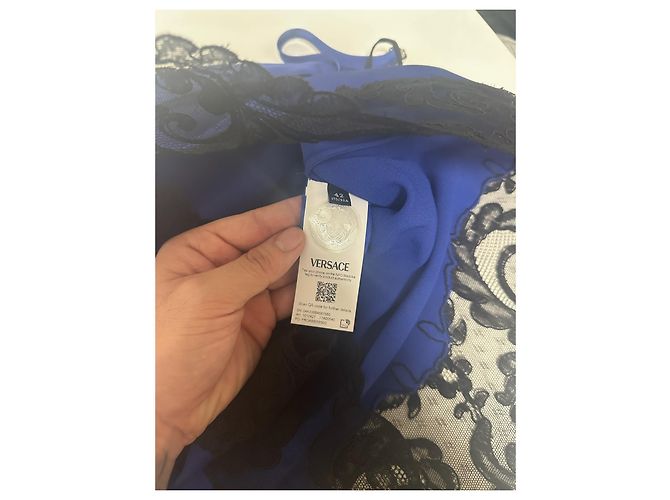Top blu in satin Versace Nero - vista 9