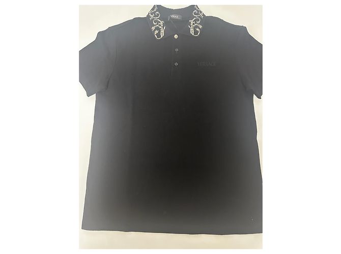 Polo Nero Ricamato Versace Argento - vista 2