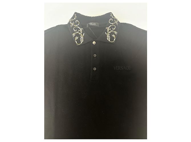 Polo Nero Ricamato Versace Argento - vista 3