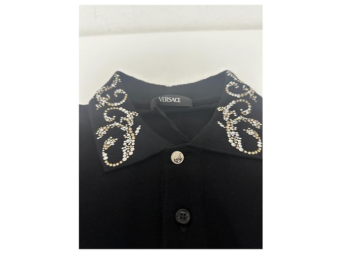 Polo Nero Ricamato Versace Argento - vista 5