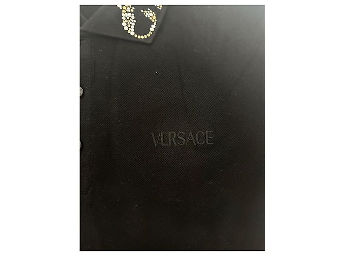 Polo Nero Ricamato Versace Argento - vista 6