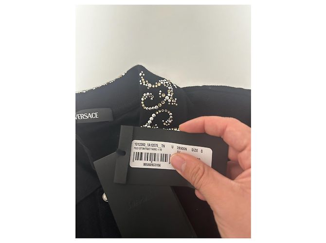 Polo Nero Ricamato Versace Argento - vista 7
