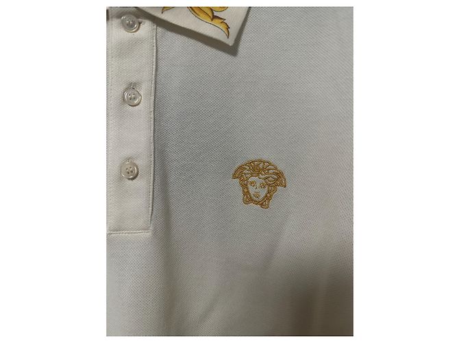 Polo bianco crema Versace D'oro - vista 3