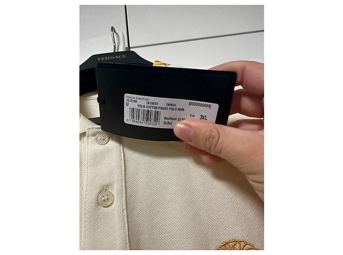 Polo bianco crema Versace D'oro - vista 4