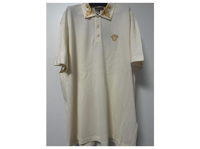 Polo bianco crema Versace D'oro - vista 6