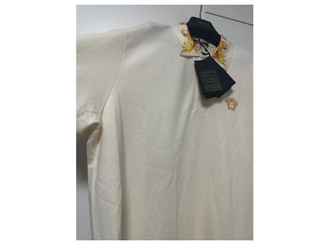 Polo bianco crema Versace D'oro - vista 7