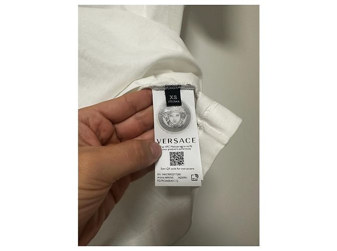 T-shirt Bianca Versace Bianco Blu navy - vista 6