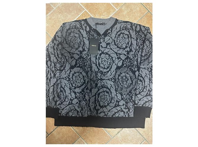Versace Barocco Knit Sweater Black Grey - view 2