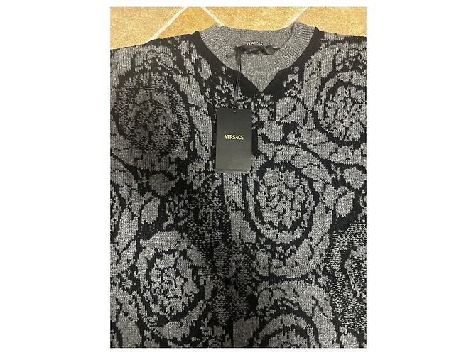 Versace Barocco Knit Sweater Black Grey - view 3
