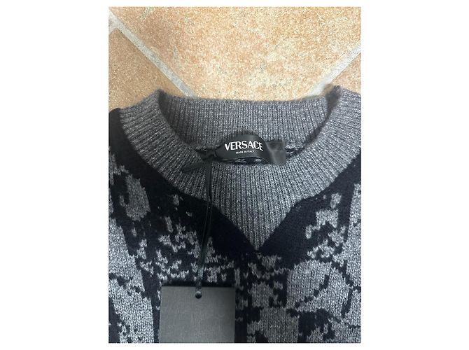 Versace Barocco Knit Sweater Black Grey - view 4