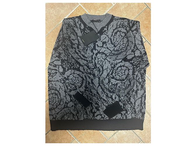 Versace Barocco Knit Sweater Black Grey - view 8