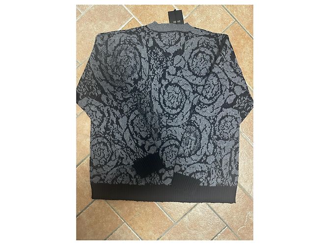 Versace Barocco Knit Sweater Black Grey - view 9