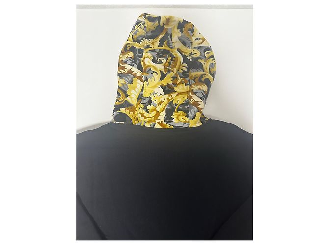Felpa con Cappuccio Versace Nera Barocco con Logo Giallo Nero - vista 10