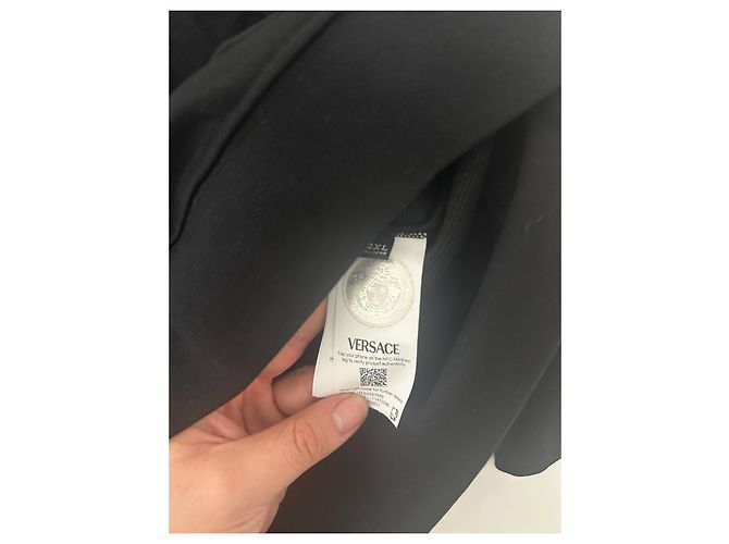 Felpa con Cappuccio Versace Nera Barocco con Logo Giallo Nero - vista 7