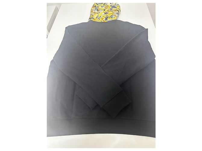 Felpa con Cappuccio Versace Nera Barocco con Logo Giallo Nero - vista 9